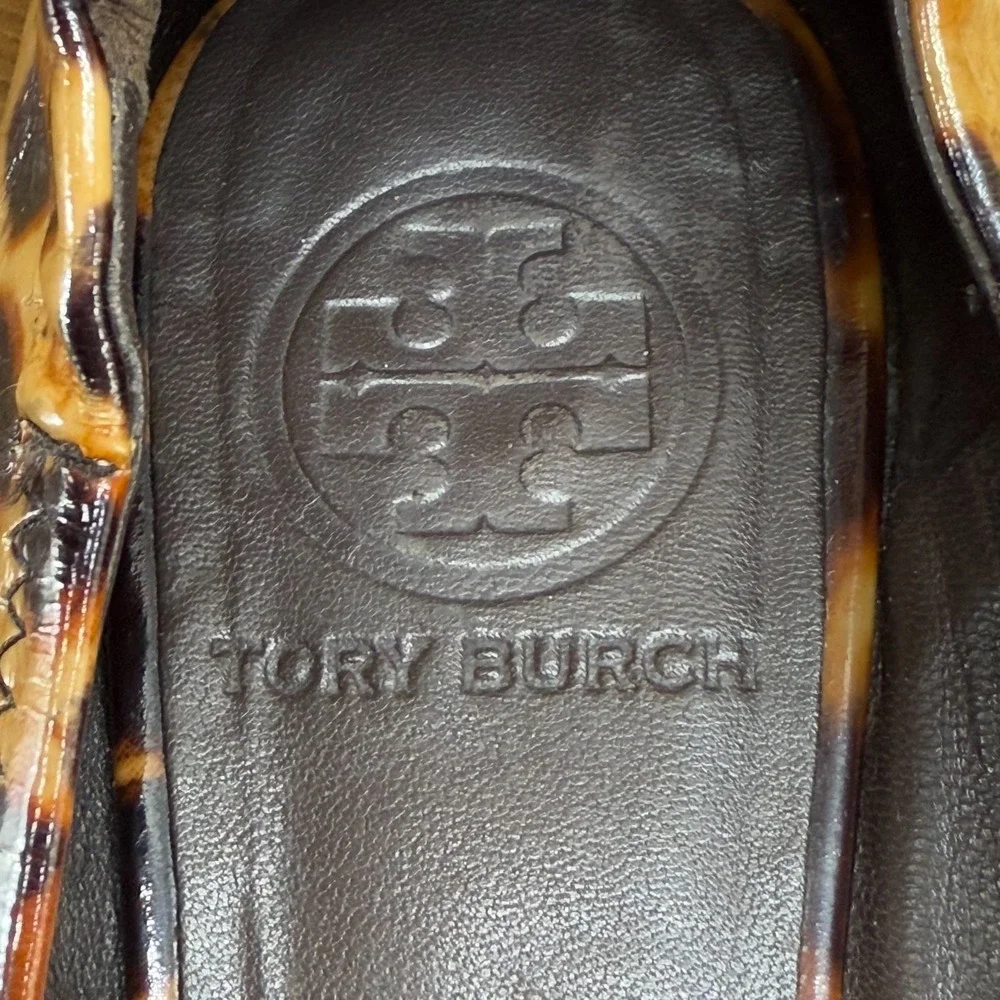 Tory Burch Womens 6 M Leopard Print Patent Leather Reva Flats Ballerinas